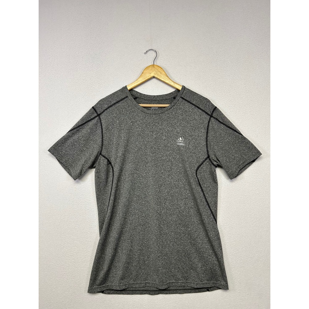 Athletic Gym Training Adidas Mens L Gray Techfit Climalite Short Sleeve T-Shirt